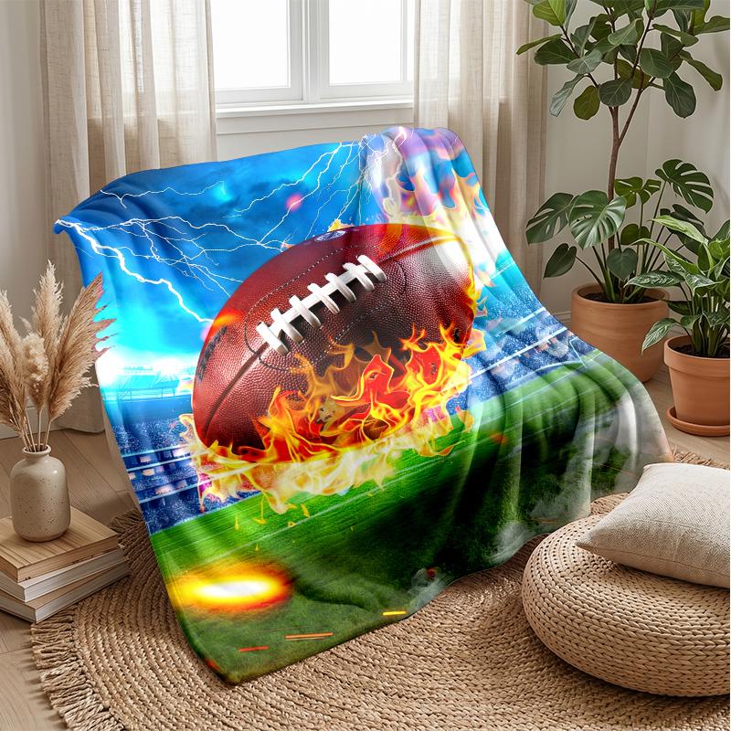 Stars and Football Magic Theme blanket Lightweight Warm Flannel Blanket Decorative Throw Blanket for Home Decoration