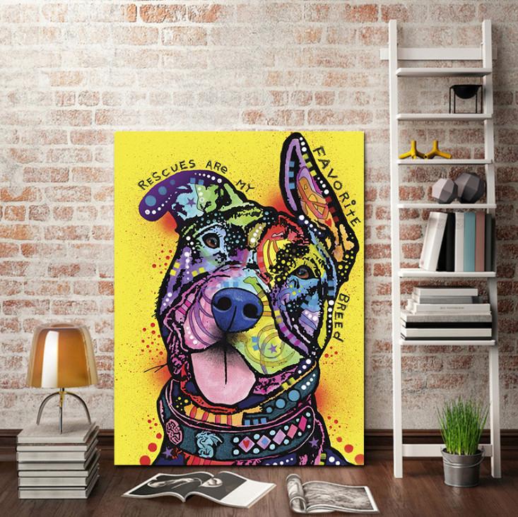 Diy Colorful Dog Oil Painting On Canvas For Home Office Wall Decoration