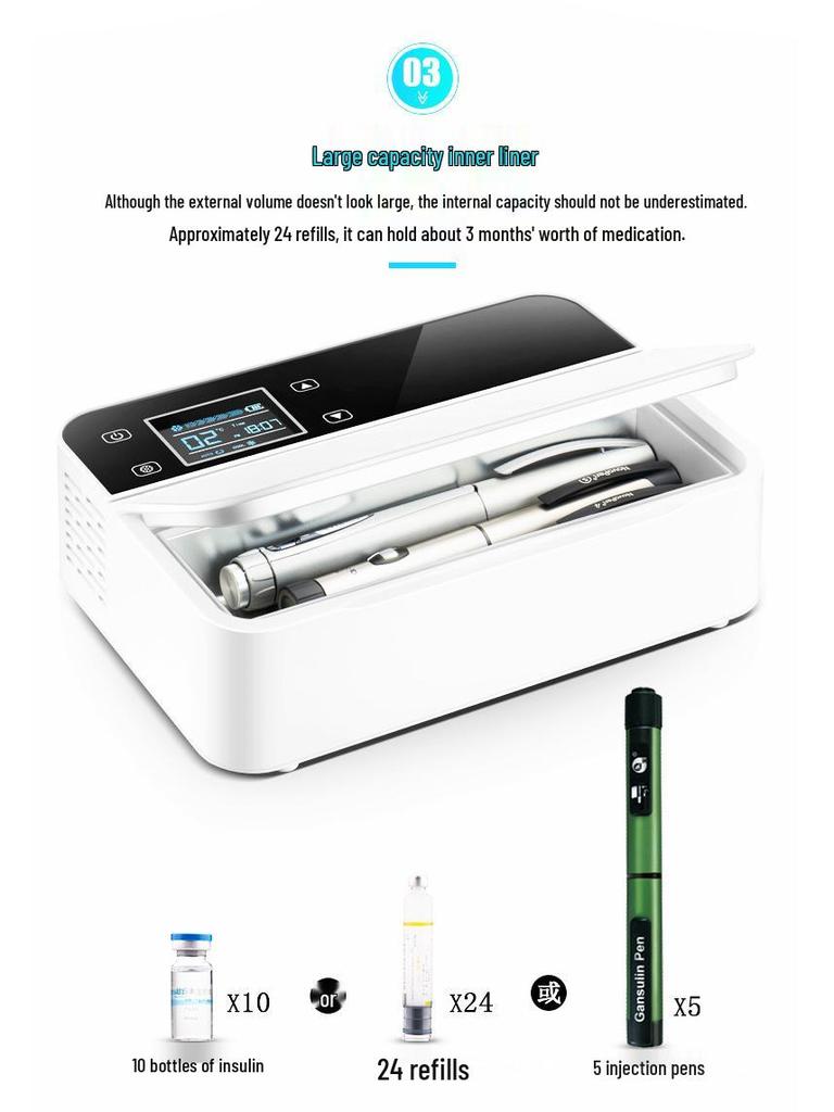 Portable Mini Insulin Refrigerator with Rechargeable Temperature Control