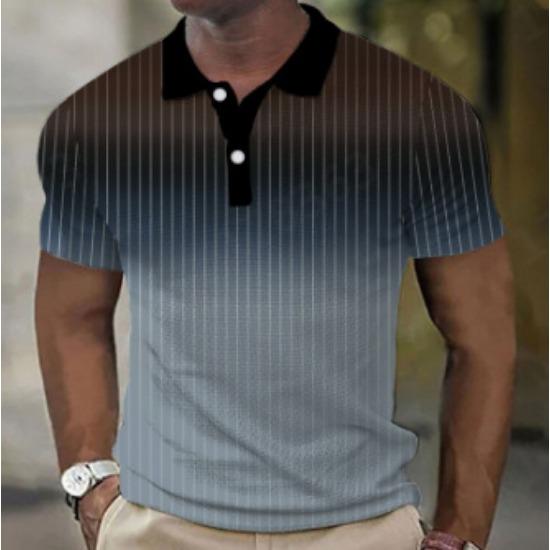 Pánské polo tričko s krátkým rukávem 3D digitální tisk Business Casual knoflíkové polo tričko