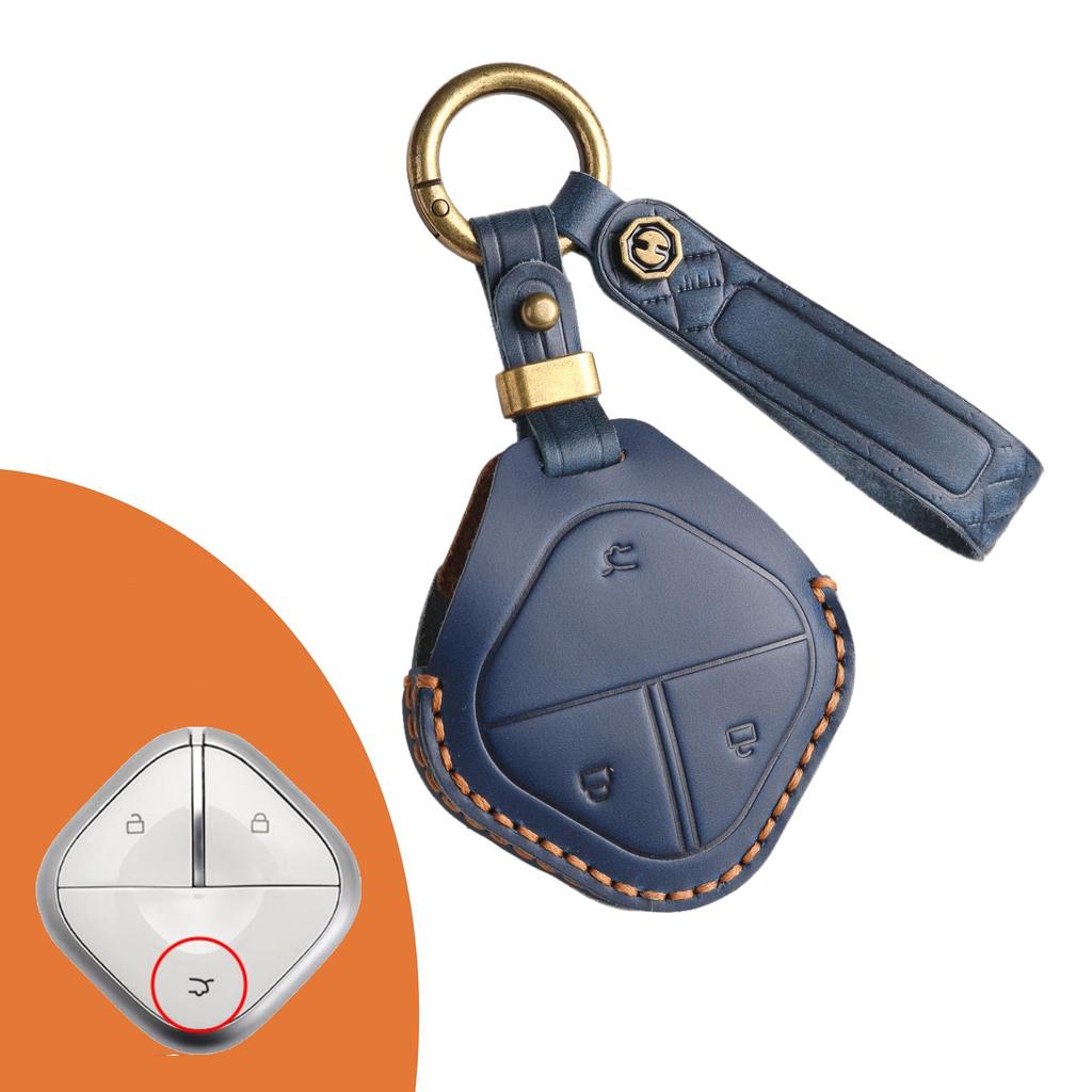 Husă cheie din piele naturală pentru Wuling Bingo și Baojun Yueye KIWI Qingkong EV - Breloc bărbătesc