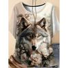 Neues Damen T-Shirt 3D Wolf Druck Rundhals Kurzarm Mode Grafik T-Shirts Lustige Streetwear Tops Y2k Lockeres T-Shirt Damen Kleidung