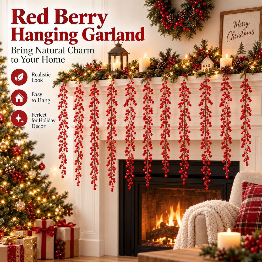 Red Faux Berry Vine Hanging Berry Garland Fashion Artificial Berry Vine Christmas Decoration