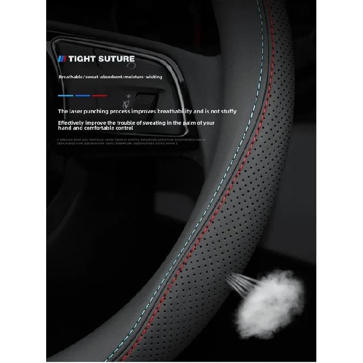 Nappa Leather Steering Wheel Covers,Universal Non-Slip Car Steering Wheel Cover,All Seasons Auto Steering Wheel Protector
