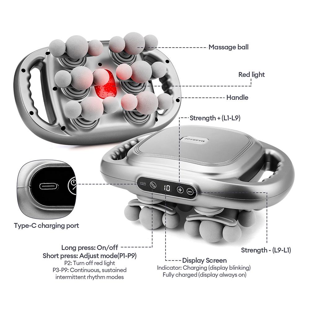 18-Head Fascia Gun High-Frequency Vibration Body Massage Gun Waist Back Massager Neck Shoulder Massage Machine Muscle Masajeador