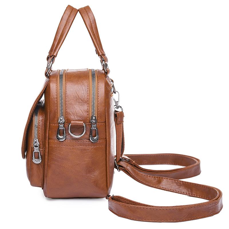 Stor kapasitet 2-lags ryggsekk for kvinner Moteryggsekk Dame mykt PU-skinnpakker Høykvalitets multifunksjons ryggsekk Designer