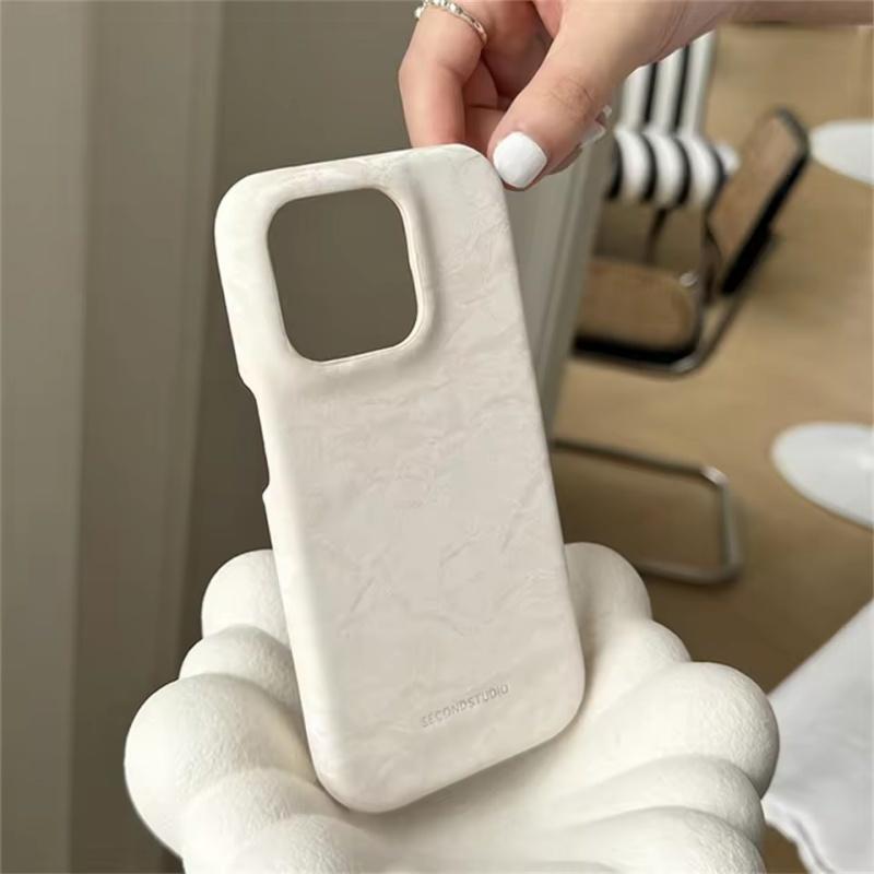 INS Cute Cream Satin Silk Marble Phone Case For iPhone 16 15 13 14 12 Pro Max Minimalist Lovely Girl Ladies Soft Leather Cover