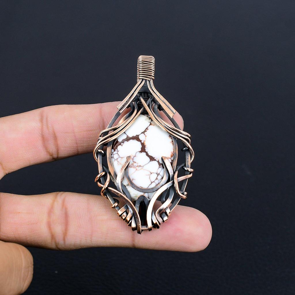 Wild Horse Pendant Gemstone Jewelry,  999 Copper Wire Wrapped Handmade Pendant, Latest Design Jewelry