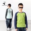 Spring Korean-Style Children's Warm Long Sleeve Color Block Print T-Shirt
