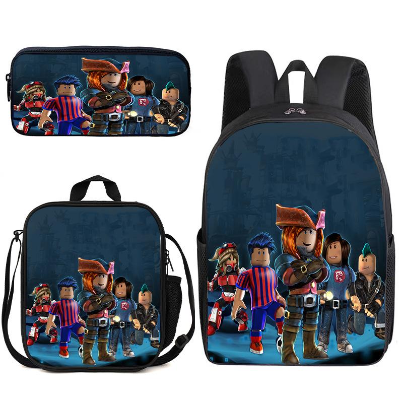 Zaino Anime 3D Tre Pezzi Roblox Zaino Studente Borsa Pranzo Astuccio Zaino Scolastico Stampato