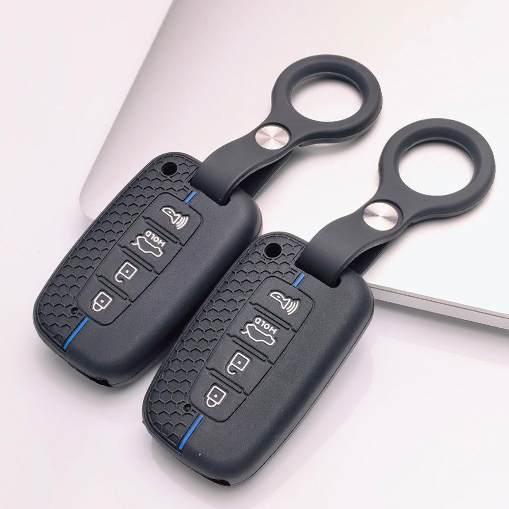 Premium Silicone Car Key Fob Cover For Hyundai i30 K2 K5 For KIA Optima K5 K3 With Keychain Soft Silicone Car Interior Accessories