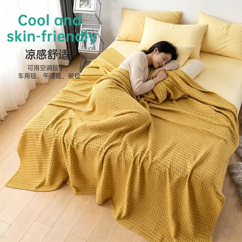 Waffle Weave Cotton Towel Blanket Adults Lightweight Air Conditioner Throw Bed Cover Nap