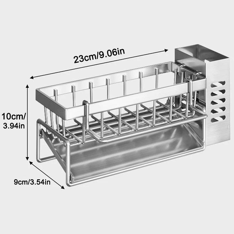 Kitchen Sink Drain Rack Organizer Kitchen Multifunctional Stainless Steel Drain Rack for Sponge Cleanser Organizer