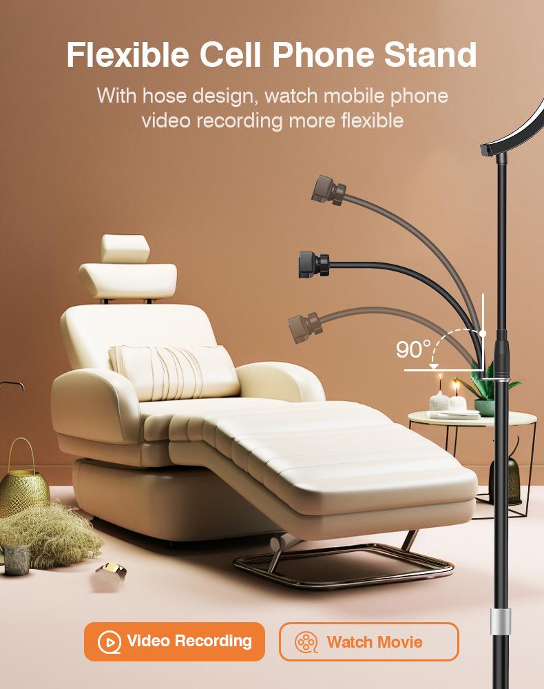 20" Curved Remote-Control Floor Roller Half-Moon Beauty Light 35W for Nail Art, Microblading, and Eyelash Extensions