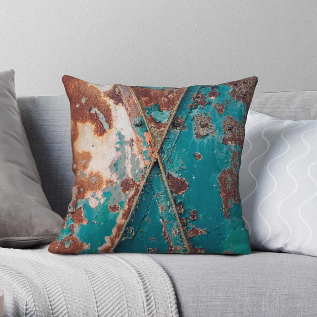 Teal And Rust Square Pillowcase Polyester Linen Velvet Pattern Zip Decorative Throw Pillow Case Home Cushion Cover