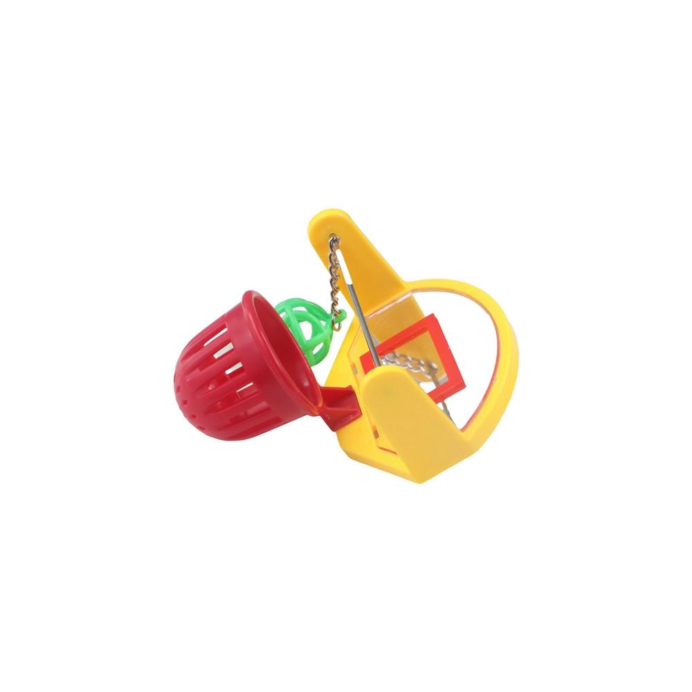 Random Color Parrot Bell Toy with Mirror Hanging Removable Bird Cage Mirror with Bell Plastic Parrot Basketball Toy Canary