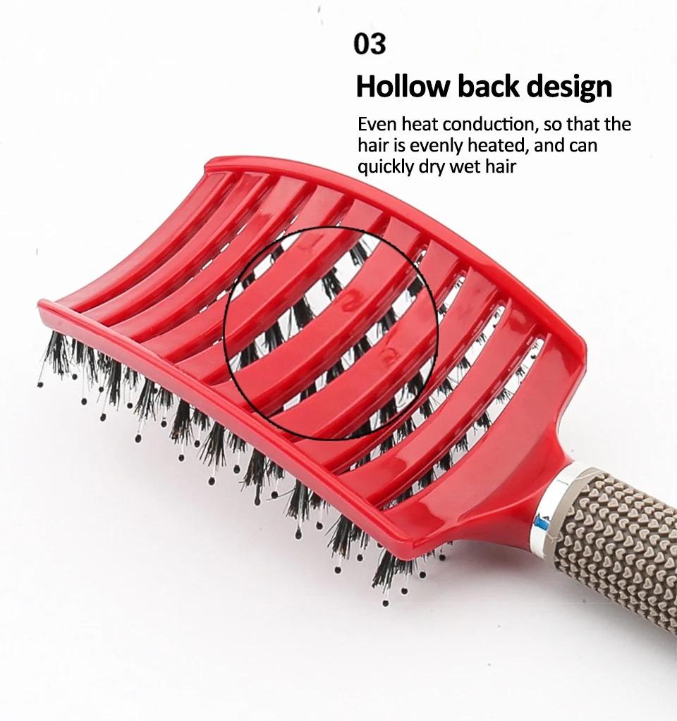 Haarbürste Professionell Gebogen Belüftet für Schnelleres Föhnen für Paddel Entwirrbürste für Nass Trocken Lockig Dick Glatt