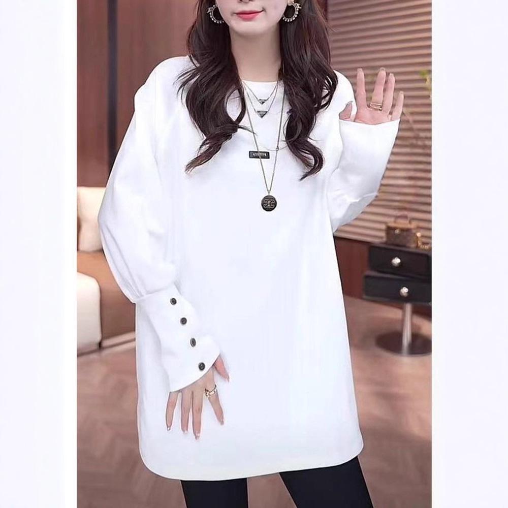 Women's European-Style Long-Sleeve Plus Size Top - Autumn/Winter Loose, Versatile, Slimming Base Layer