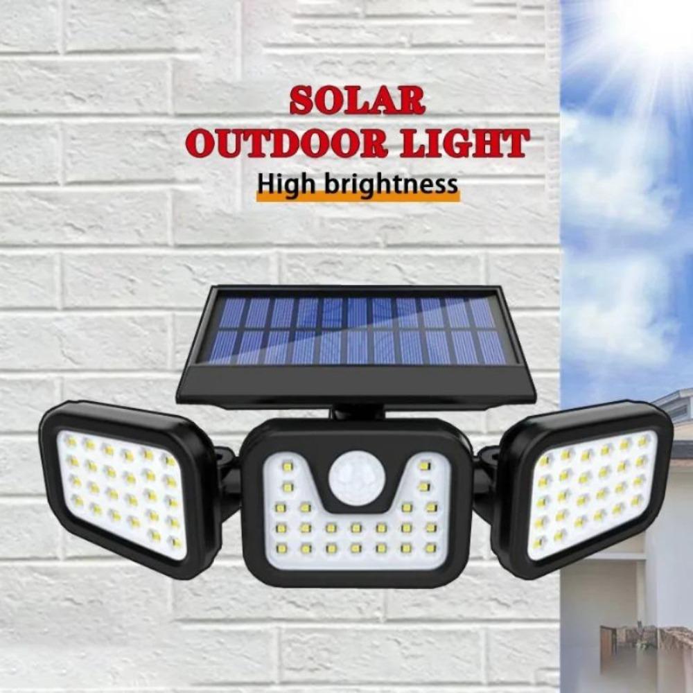 Solar Powered Outdoor Motion Sensor with Adjustable Head for Human Body Sensing Lighting for Garages Porches Streetlights
