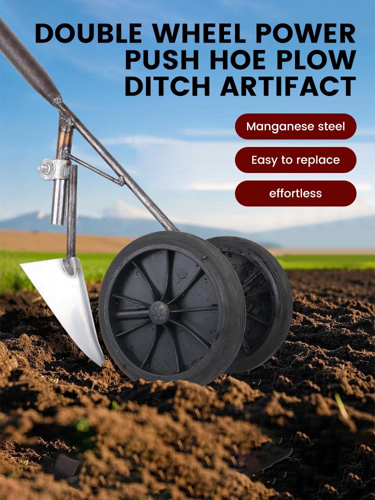3 In 1 Multifunctional 2Wheels Power-Assisted Weeding Scarifying Hoe, Ditching And Scarifying Triangular Hoe, Agricultural Tools