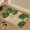 Tropical Leaf Print Doormat - Modern Non-Slip Bathroom Kitchen Rug, Natural Decor Mat for Home Entrance Tub Side