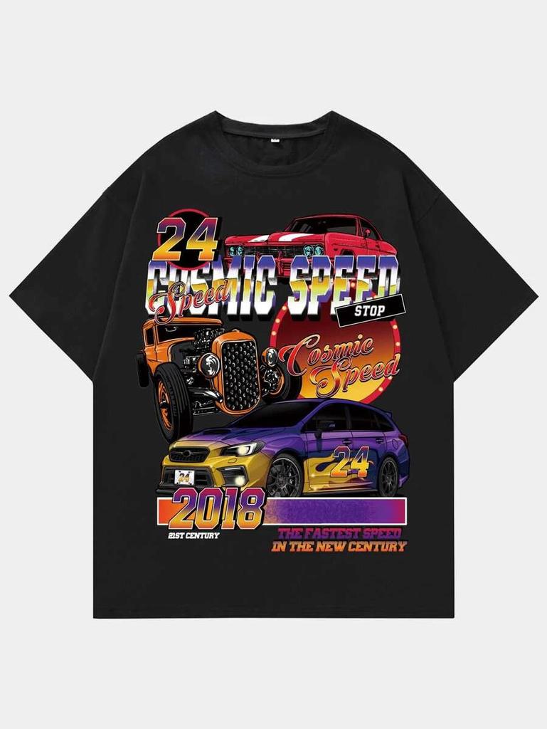 Street Life Guys Car & Letter Graphic Tee– Urban Racing Inspired Graphic T-ShirT