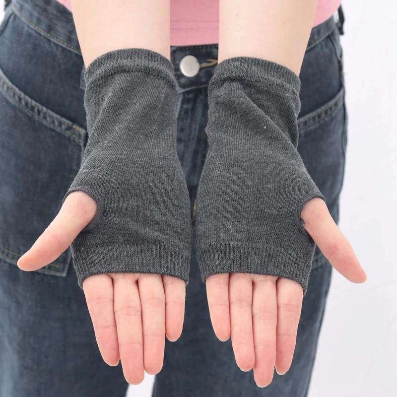 Short Fingerless Gloves Unisex Cotton Black Punk Glove Knitted Half-finger Mitten Hip-hop Student Anime Gloves Cosplay Accessory