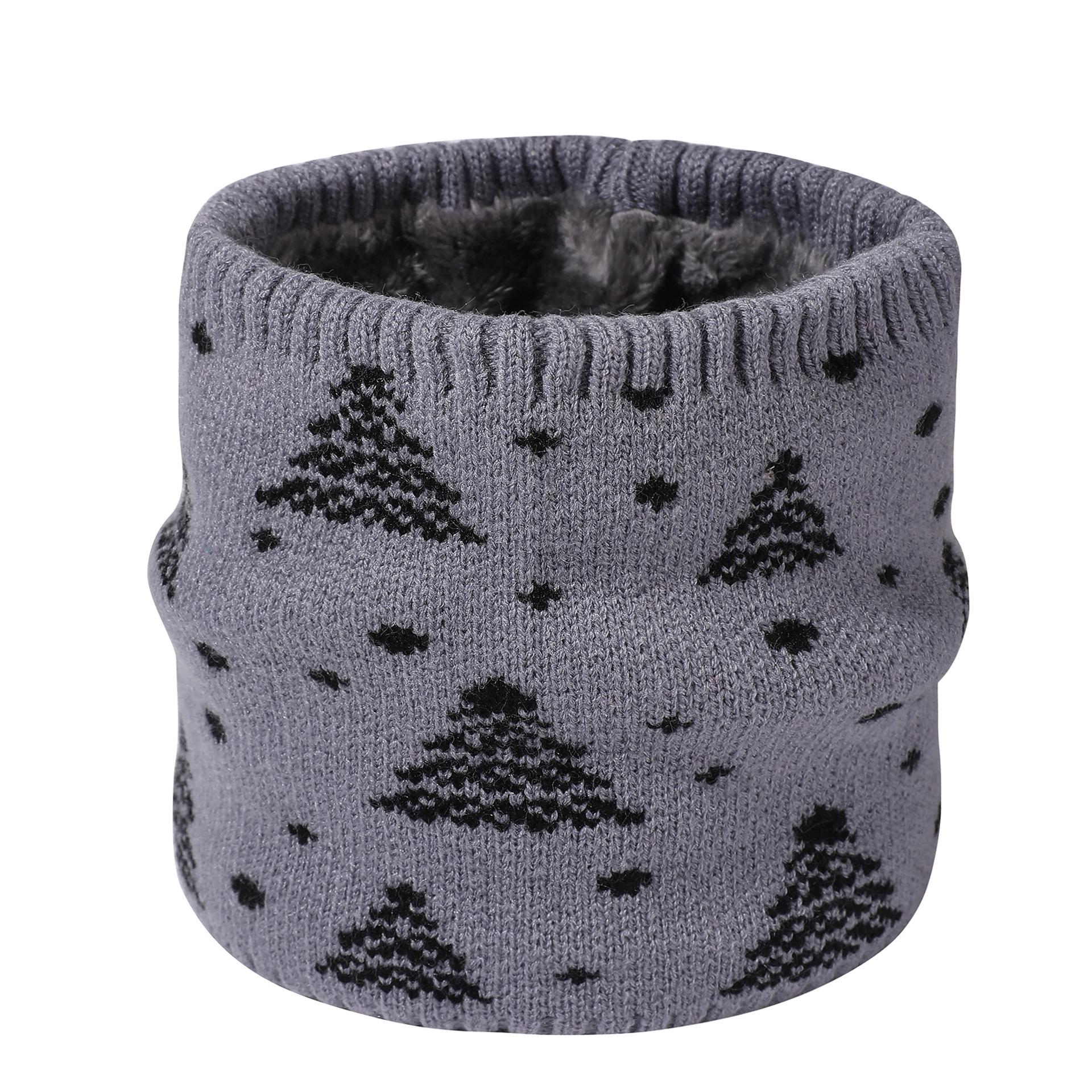 Женский красный шерстяной флисовый шарф-манишка с рождественской елкой: Толстый, Вязаный и Универсальный Шарф для Нового Года 24*21*2 cm