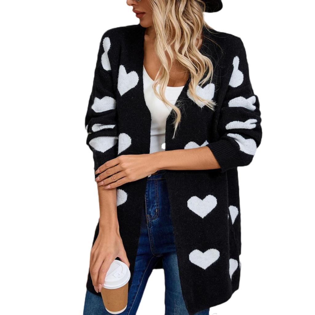Women's Casual Fashion Cardigan Heart Sweater Knitted Cardigan Bottoming Shirt