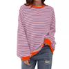 2026 Spring Striped Floral Round Neck Long Sleeve Color Block Hoodie