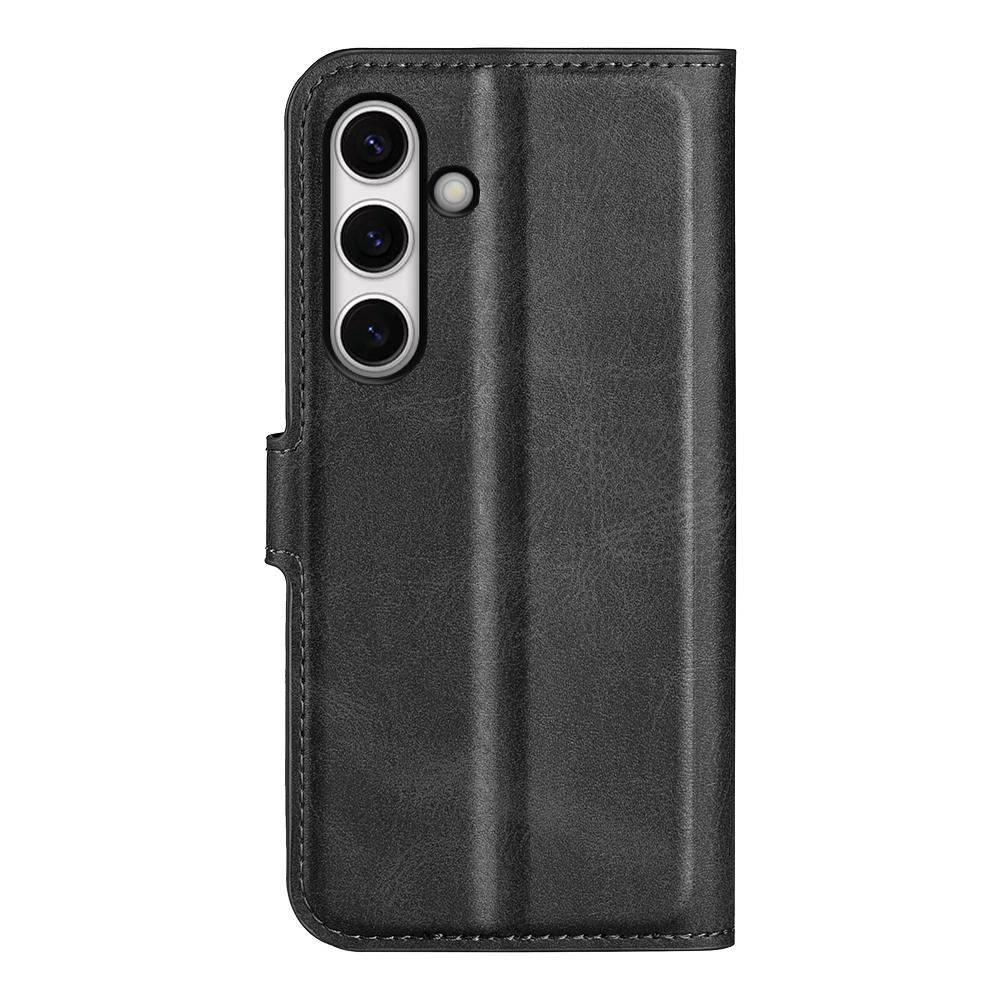 For Samsung Galaxy S24 FE Stand Case Calf Texture Anti-Scratch Leather Phone Cover