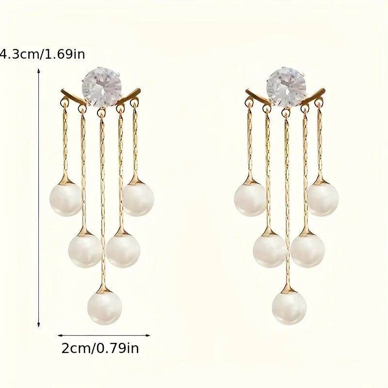 1 Pair of Elegant Long Tassel Earrings for Women Golden Alloy with Embellishment Perfect for Daily Wear or Party Occasions