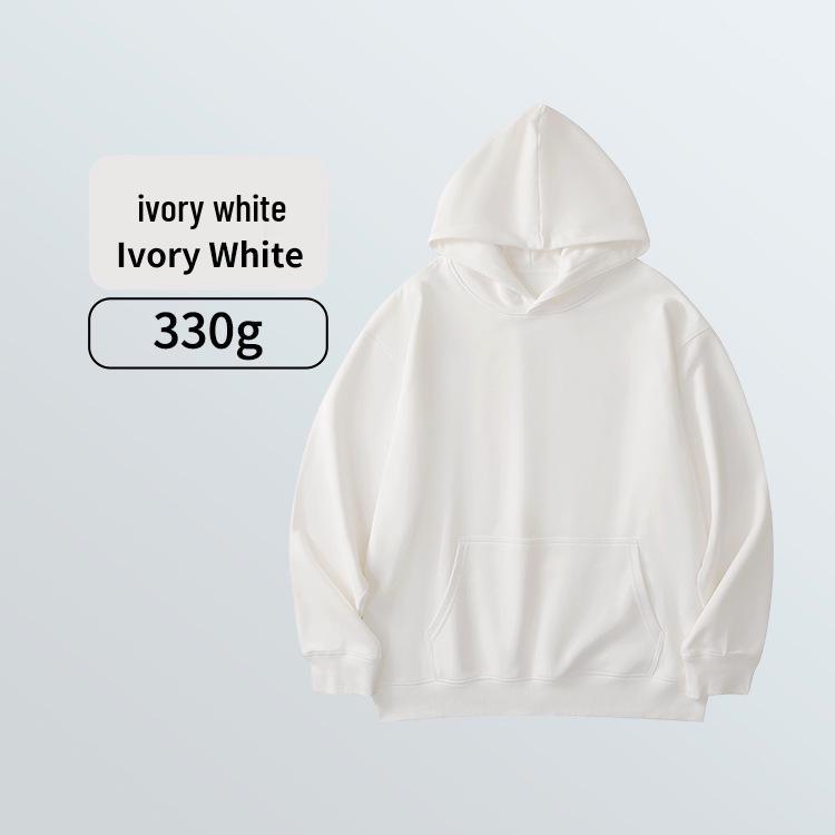 Men's 330g Heavyweight Round Neck Hoodie - Skin-Friendly, Antibacterial, Soft, Versatile, and Casual Sports Top