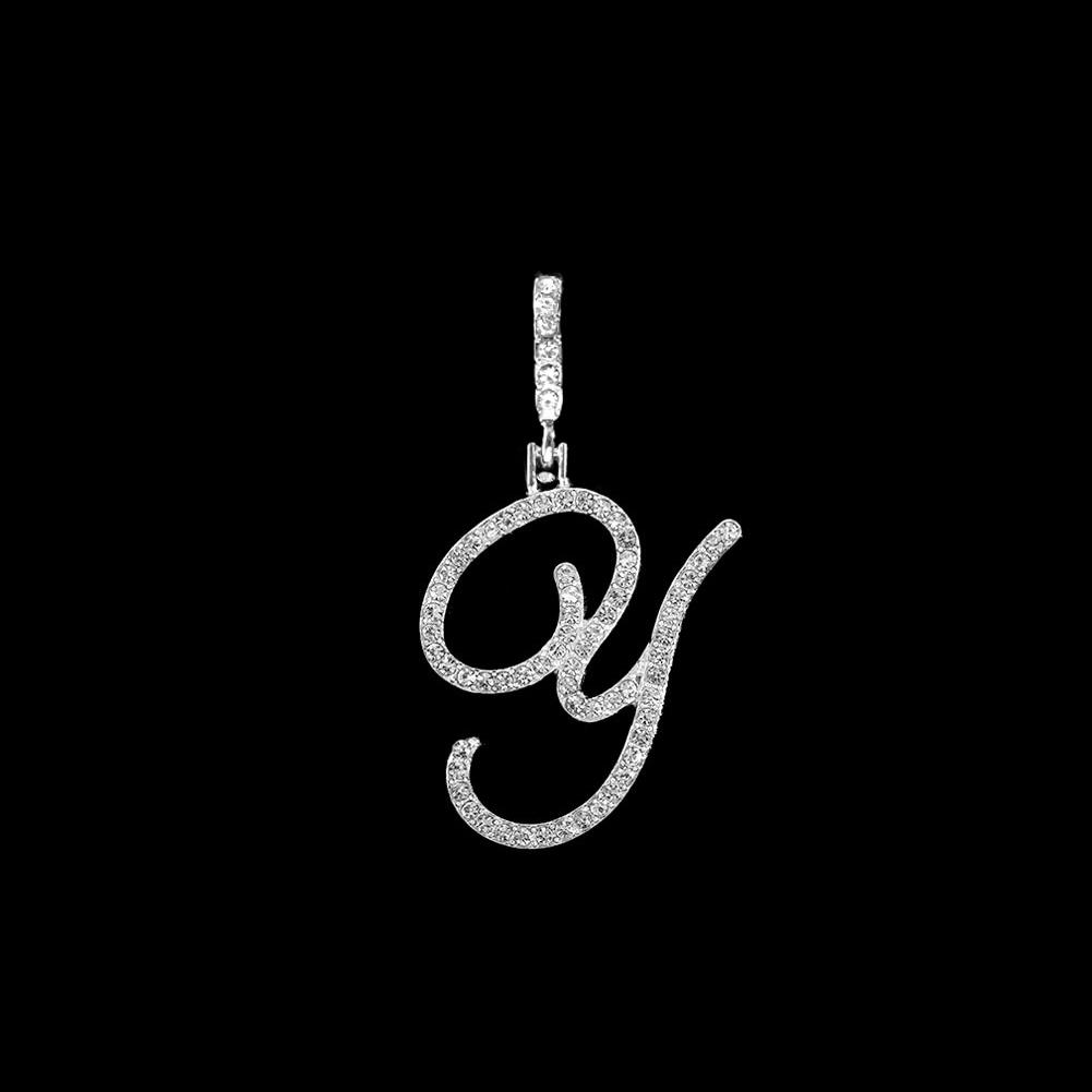 Collana Pendente Lettera Iniziale Z in Corsivo con Zirconi alla Moda per Donna Collana con Cordino Alfabeto in Cristallo Lucido Gioielli Hip Hop
