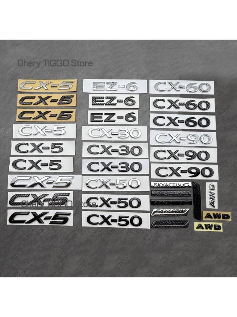 ABS pro Mazda CX-30 CX-50 CX-60 CX-90 EZ-6 CX-5 Logo s písmeny na auto BT Samolepka Odznak na zadní nárazník Auto Zadní kufr Znak Příslušenství sqmhc03