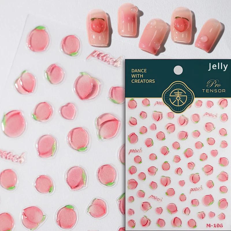 1 piece5D Cute Fruit Jelly Nail Stickers Red and Green Apple High Quality Nail Stickers New Embossed Nail Art Decoration Sticker
