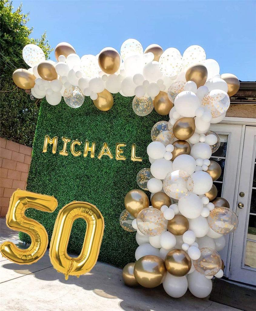 102x DIY Balloons Arch Kit White Gold Balloons Birthday Wedding Party Decoration