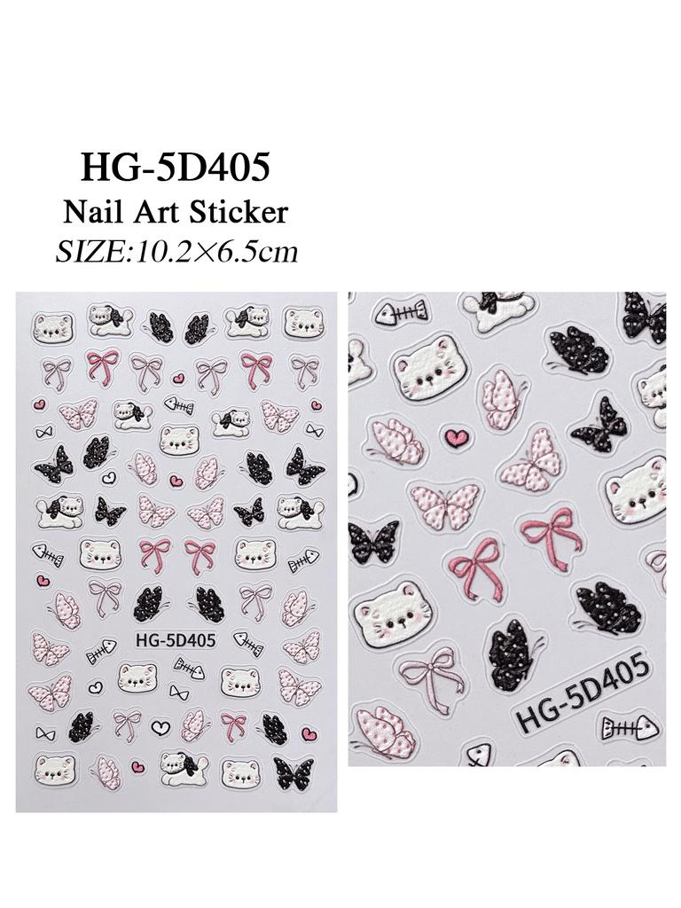 Pure Lace And Lace Nail Stickers 5d Embossed Sweet And Cool Cartoon Nail Stickers With Multiple Styles And Colors As Decorations