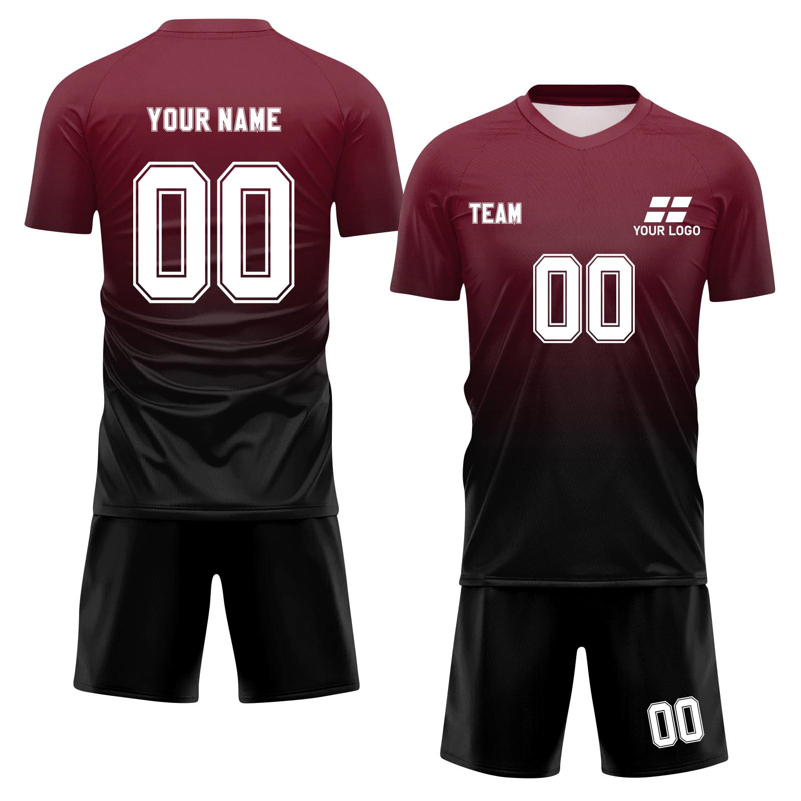 

Personalised Shirts Kit Mens Girls With Name Number Custom Football Jerseys For Boys Training Suit XS винний