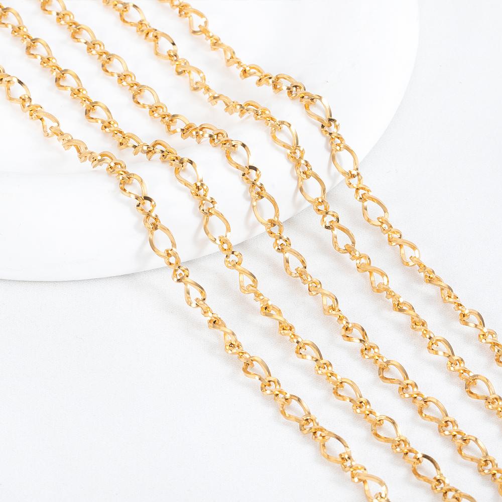 No Fade 1Meter Stainless Steel Irregular Twisted Circular Link Chain Bulk Thick Chains for DIY Necklaces Bracelet Jewelry Making