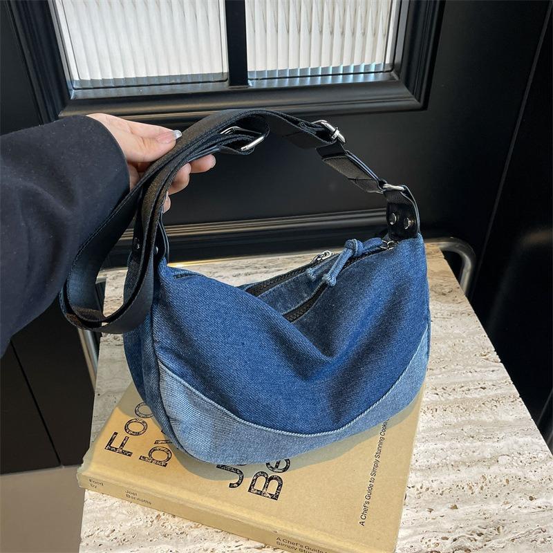 Denim Dumpling Bag Hundred Trend Shoulder Bag Fashion Color Collision Crossbody Bag