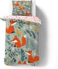 Cute Fox Bedding Set,Fox Print Patchwork Duvet Cover for Kids Teens Boys Girls, Lovely Animals Comforter Cover Decorative Room