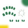 24 Pcs Flowers False Nail Light Green Artificial Nail Glossy Full Cover Stick on Nail Short Square Press On Nail