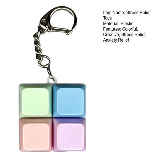 Colorful Keyboard Fidget Toys Mechanical Button Keyboard Clicker Keychain Creative Decompress Toy for Adults Work Stress Anxiety Relief