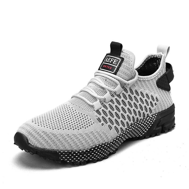 Herren Fly-Woven Laufschuhe Outdoor Wandersneaker Frühling und Sommer Low-Top Netzstoff Große Größen Jogging-Schuhe
