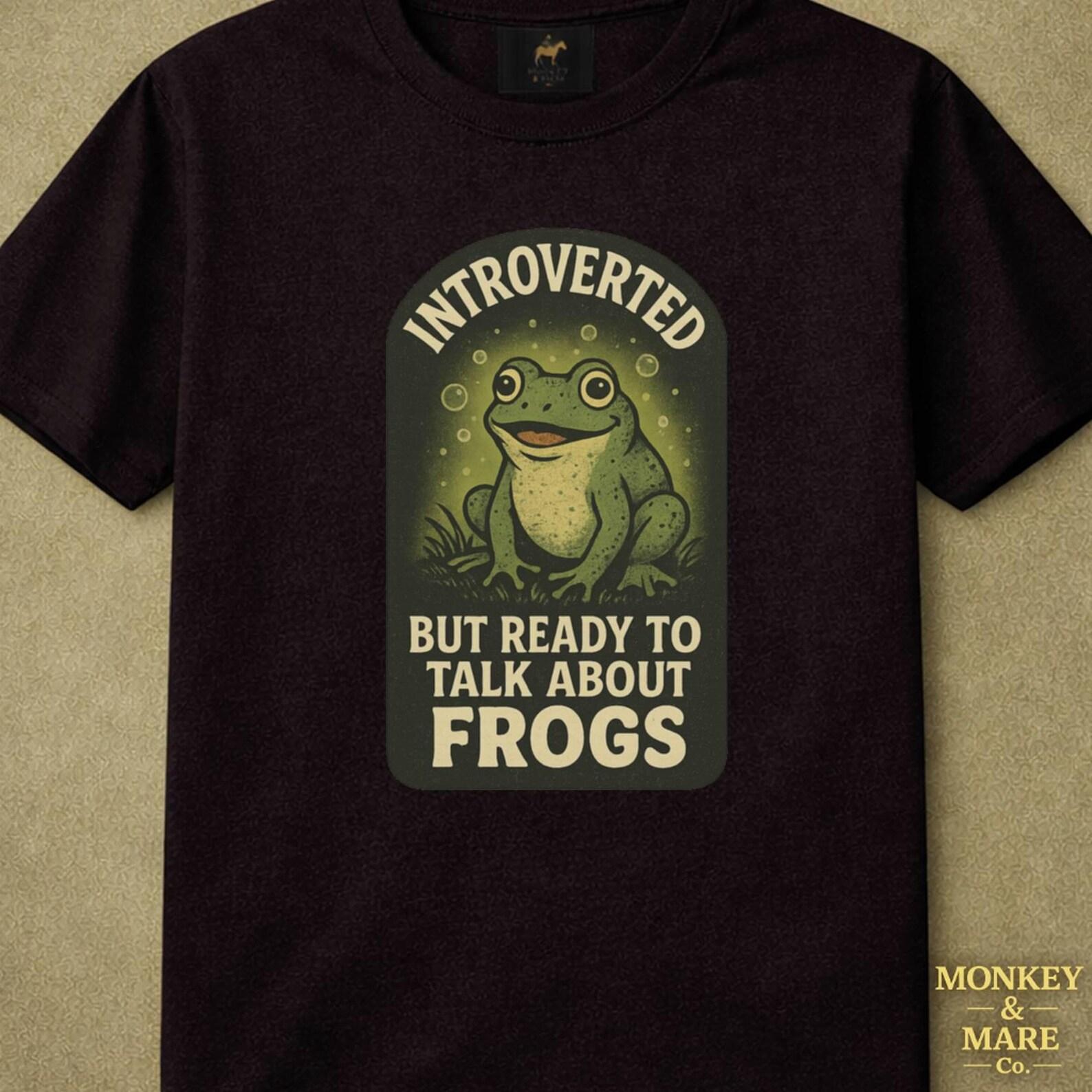 Green Frog Shirt, Introverted But Ready To Talk About Frogs, Frog Humor Vintage Tee, Introvert Humor Frog Lovers Gift L