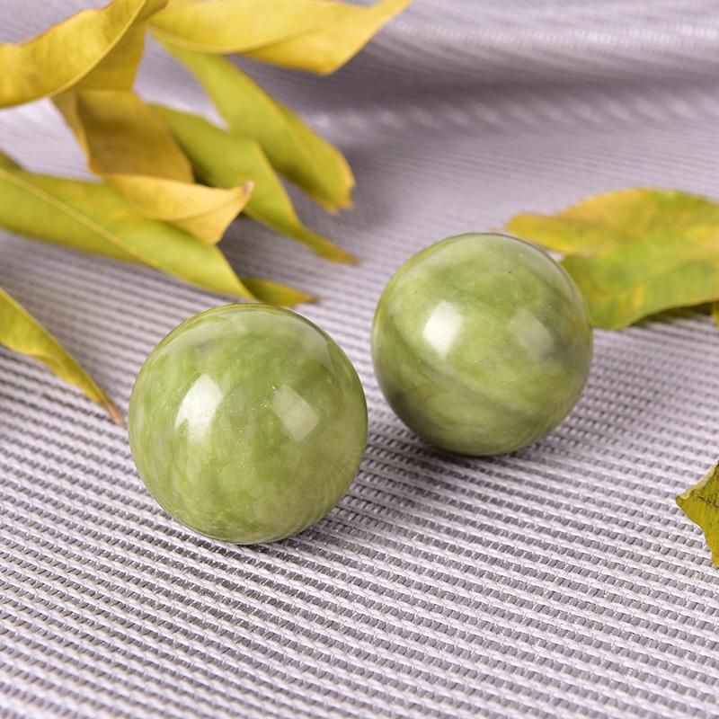 2Pcs Stress Hand Wrist Natural Jade Ball Health Therapy Hand Massage Ball