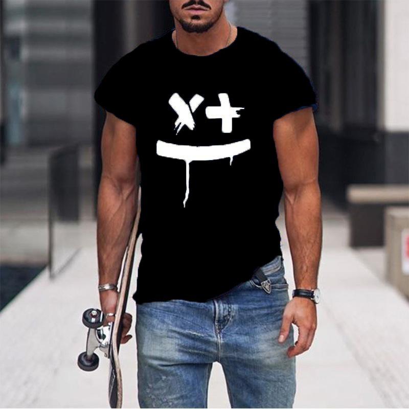 Evropské a americké hip-hopové ležérní tričko Pánské 3D potištěné pouliční sportovní tričko