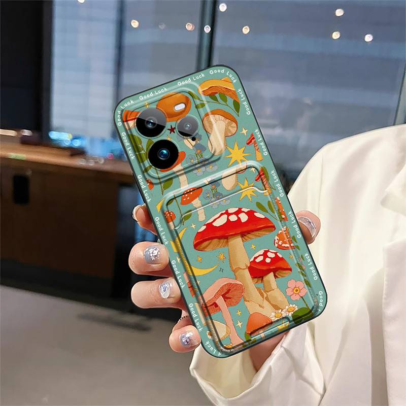 Durable Silicone Phone Case For Realme GT7 Pro Card Slot Full Wrap Cartoon Fashion Design Anti-dust Dirt-resistant Cute