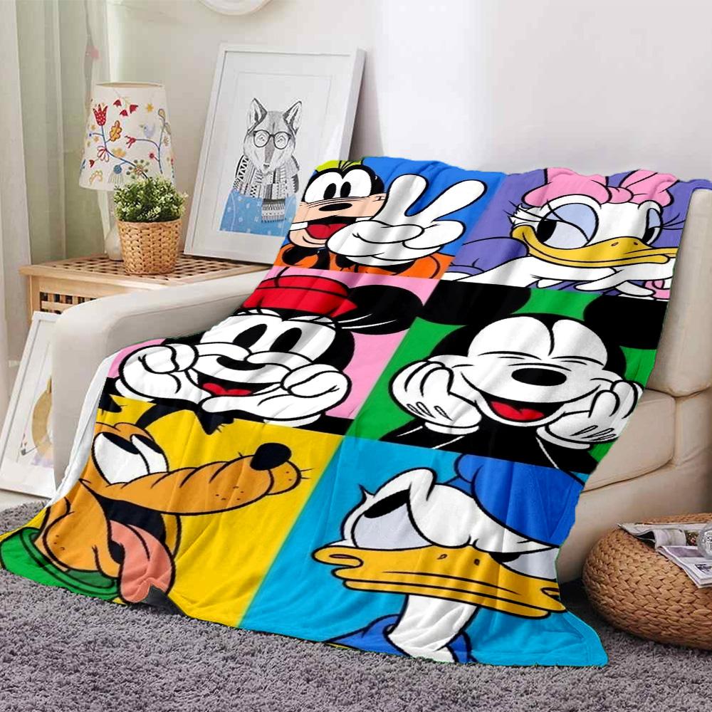 Pop Art Disney Characters Flannel Blanket Super Soft Warm Cozy Blanket For Sofa Bed Office Travel Allseason Home Decor Gift
